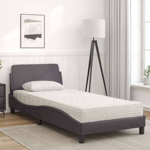 Krevet s madracem sivi 90 x 190 cm od umjetne kože - Siva 90 x 190 cm Cijena