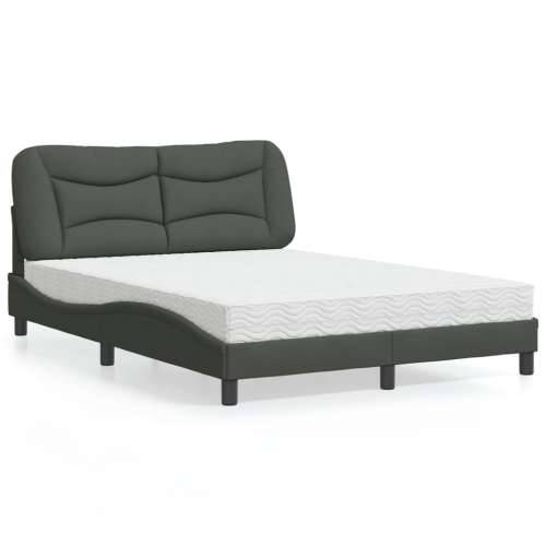 Krevet s madracem tamnosivi 140x190 cm od tkanine - Tamno siva 140 x 190 cm Cijena