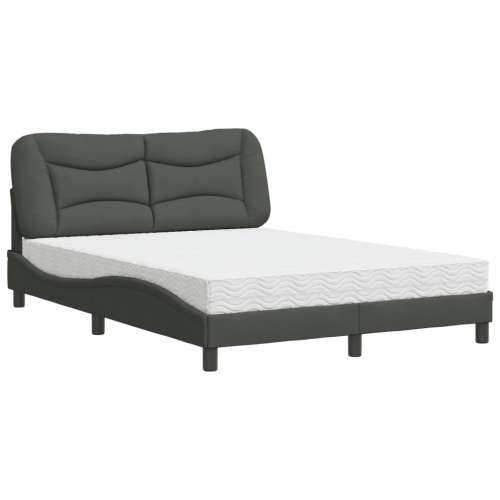 Krevet s madracem tamnosivi 140x190 cm od tkanine - Tamno siva 140 x 190 cm Cijena