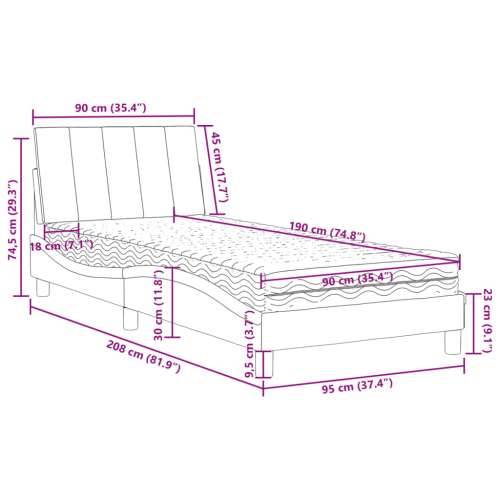 Krevet s madracem svjetlosivi 90x190 cm baršunasti - Svjetlosiva 90 x 190 cm Cijena