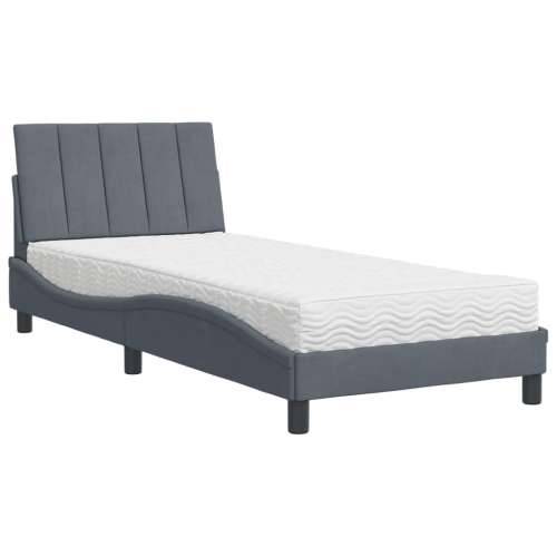 Krevet s madracem tamnosivi 90x200 cm baršunasti Tamno siva 90 x 200 cm Cijena