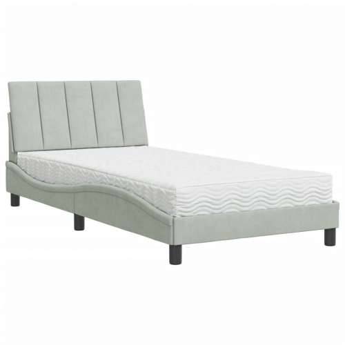 Krevet s madracem svjetlosivi 100x200 cm baršunasti Svjetlosiva 100 x 200 cm Cijena
