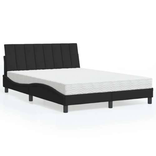 Krevet s madracem crni 140 x 190 cm baršunasti - Crna 140 x 190 cm Cijena