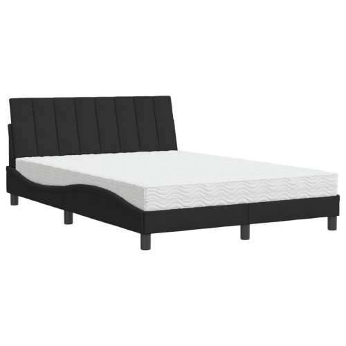 Krevet s madracem crni 140 x 190 cm baršunasti - Crna 140 x 190 cm Cijena