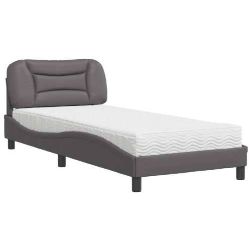 Krevet s madracem sivi 90 x 190 cm od umjetne kože - Siva 90 x 190 cm Cijena