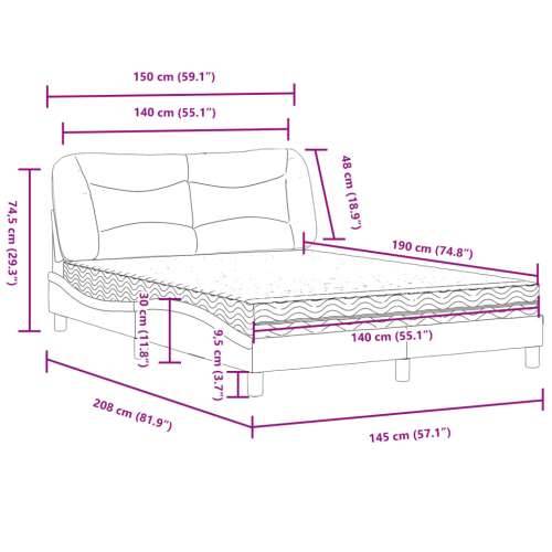 Krevet s madracem crni 140 x 190 cm od umjetne kože - Crna 140 x 190 cm Cijena