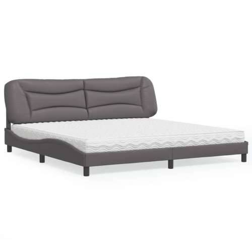 Krevet s madracem sivi 200 x 200 cm od umjetne kože - Siva 200 x 200 cm Cijena