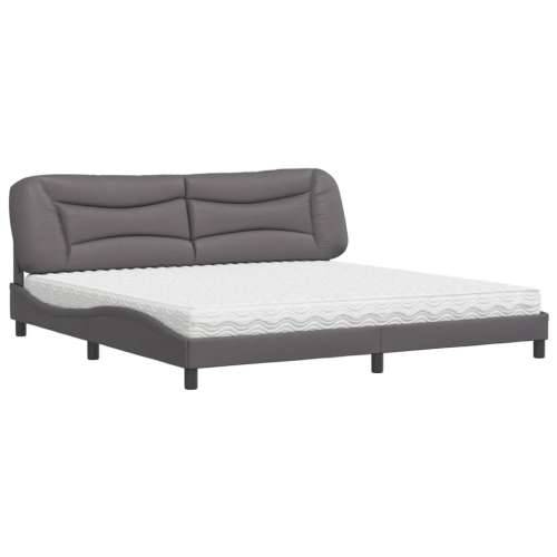 Krevet s madracem sivi 200 x 200 cm od umjetne kože - Siva 200 x 200 cm Cijena