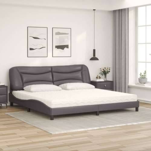 Krevet s madracem sivi 200 x 200 cm od umjetne kože - Siva 200 x 200 cm Cijena