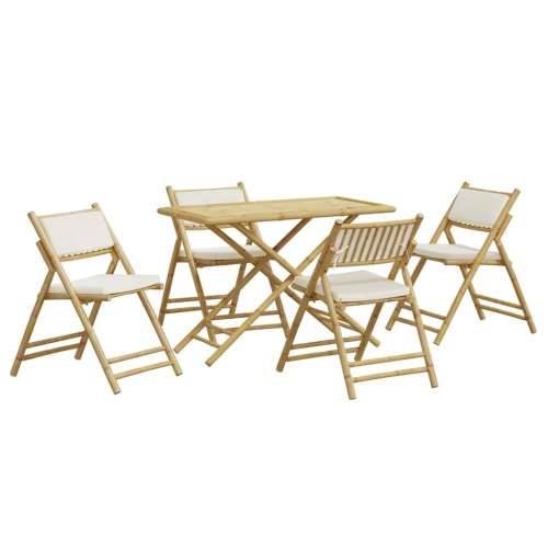 5-dijelni sklopivi bistro set s krem bijelim jastucima bambus Krem bijela 1 Cijena