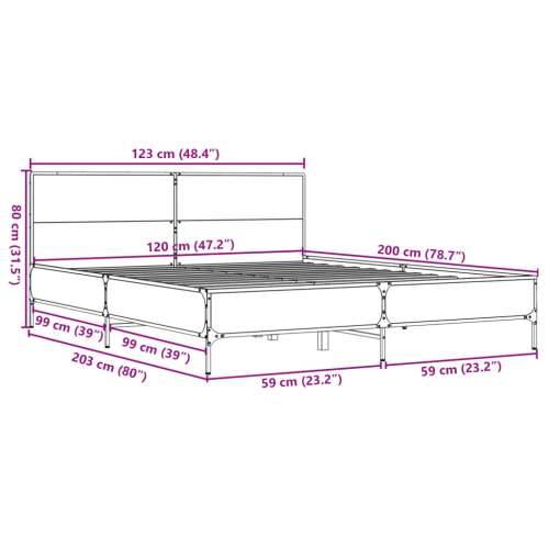 Okvir kreveta crni 120 x 200 cm od konstruiranog drvo i metal Crna 120 x 200 cm Cijena
