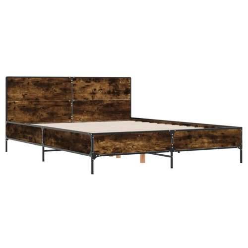 Okvir za krevet boja hrasta 150x200cm konstruirano drvo i metal - Dimljeni hrast 150 x 200 cm Cijena