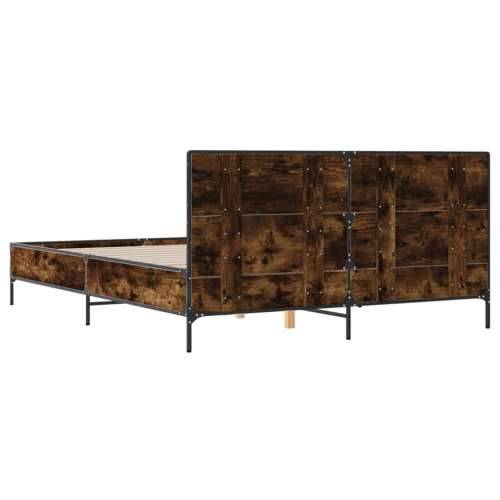 Okvir za krevet boja hrasta 150x200cm konstruirano drvo i metal - Dimljeni hrast 150 x 200 cm Cijena