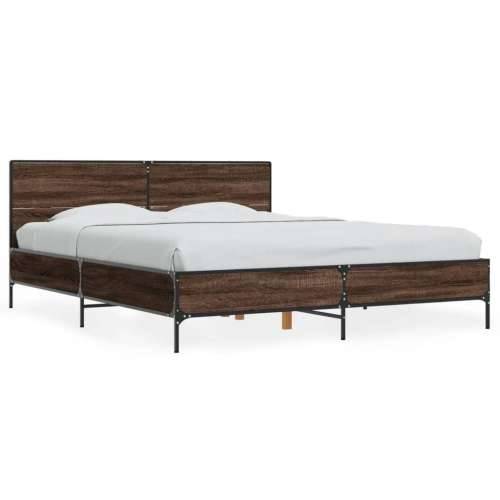 Okvir za krevet smeđi hrast 150x200cm konstruirano drvo i metal - Smeđi hrast 150 x 200 cm Cijena