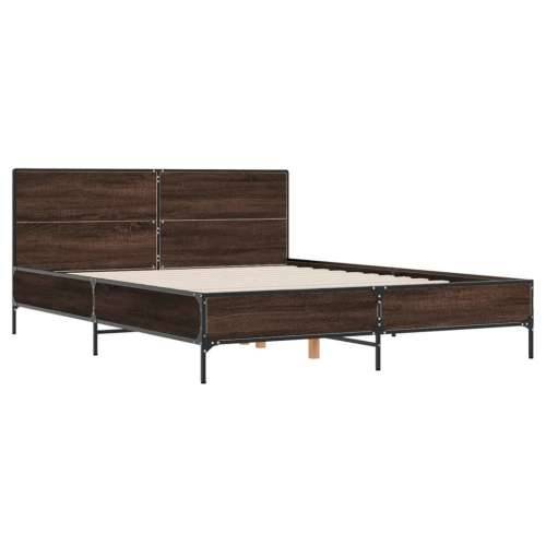 Okvir za krevet smeđi hrast 150x200cm konstruirano drvo i metal - Smeđi hrast 150 x 200 cm Cijena