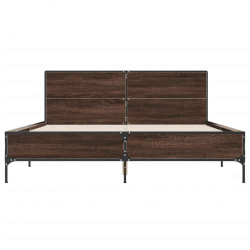 Okvir za krevet smeđi hrast 150x200cm konstruirano drvo i metal - Smeđi hrast 150 x 200 cm Cijena