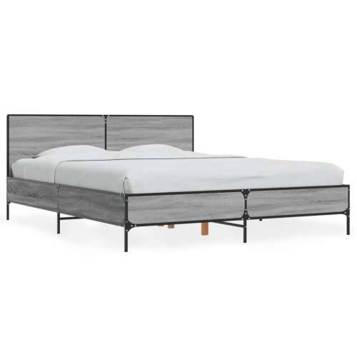 Okvir kreveta boja hrasta 160x200 cm konstruirano drvo i metal - Sivi hrast sonoma 160 x 200 cm Cijena