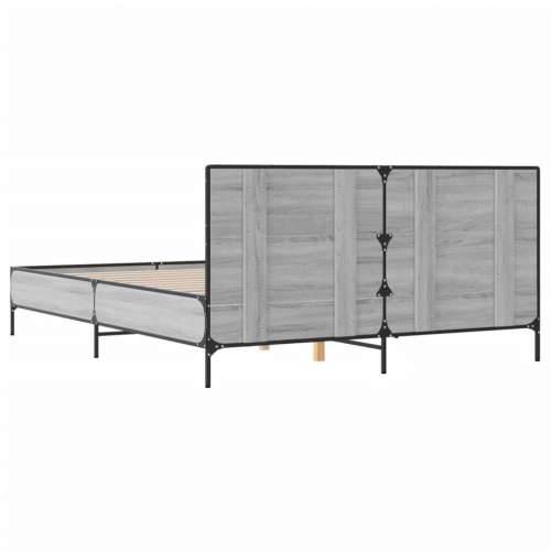 Okvir kreveta boja hrasta 160x200 cm konstruirano drvo i metal - Sivi hrast sonoma 160 x 200 cm Cijena
