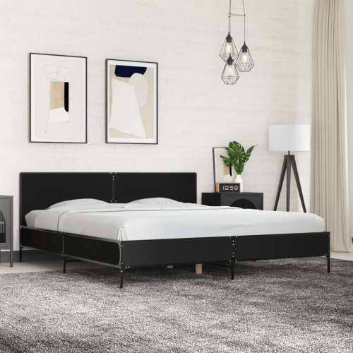 Okvir za krevet crni 180 x 200 cm konstruirano drvo i metal - Crna 180 x 200 cm Cijena
