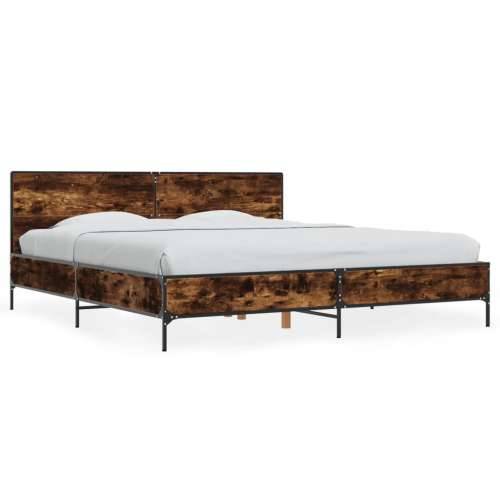 Okvir za krevet boja hrasta 200x200cm konstruirano drvo i metal - Dimljeni hrast 200 x 200 cm Cijena