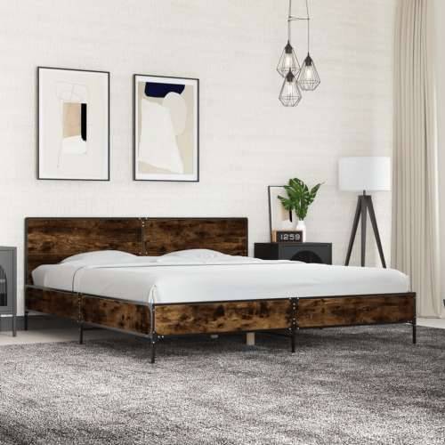 Okvir za krevet boja hrasta 200x200cm konstruirano drvo i metal - Dimljeni hrast 200 x 200 cm Cijena