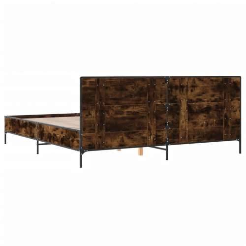 Okvir za krevet boja hrasta 200x200cm konstruirano drvo i metal - Dimljeni hrast 200 x 200 cm Cijena