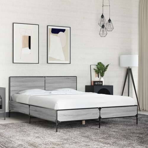 Okvir za krevet boja hrasta 120x190cm konstruirano drvo i metal - Sivi hrast sonoma 120 x 190 cm Cijena