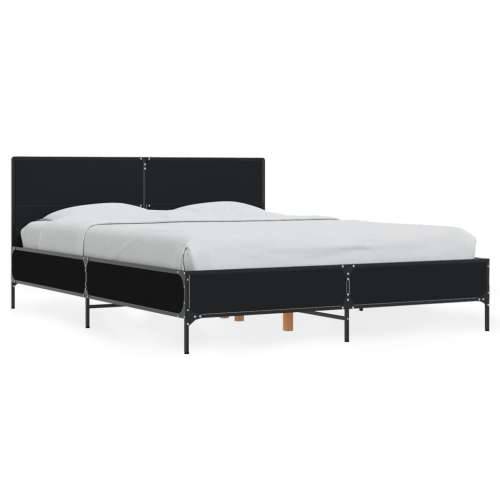 Okvir za krevet crni 135x190 cm konstruirano drvo i metal - Crna 135 x 190 cm Cijena