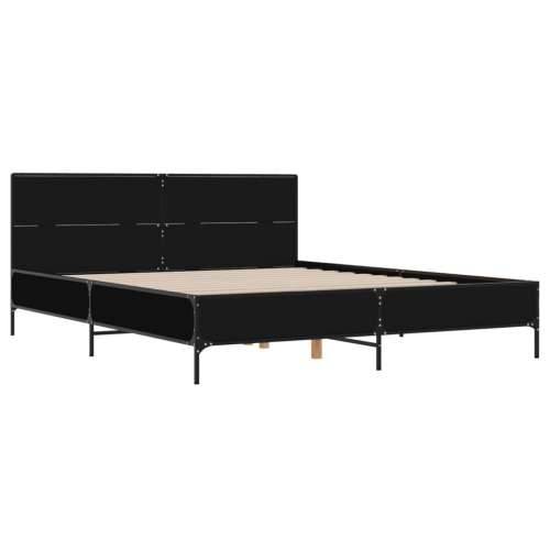 Okvir za krevet crni 135x190 cm konstruirano drvo i metal - Crna 135 x 190 cm Cijena