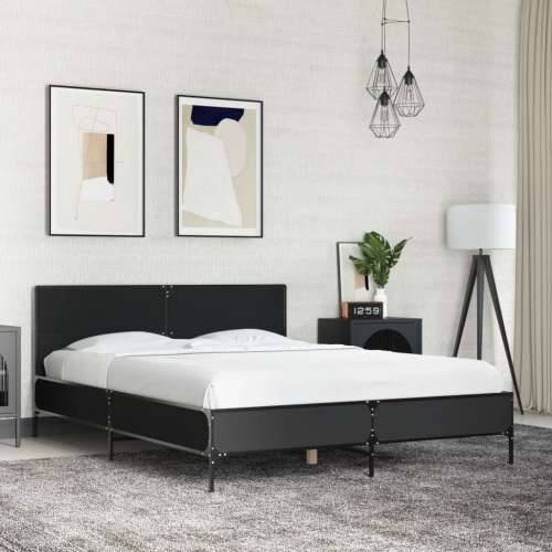 Okvir za krevet crni 135x190 cm konstruirano drvo i metal - Crna 135 x 190 cm Cijena