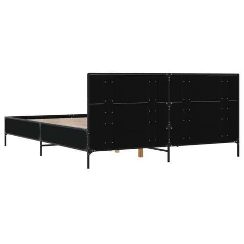 Okvir za krevet crni 135x190 cm konstruirano drvo i metal - Crna 135 x 190 cm Cijena