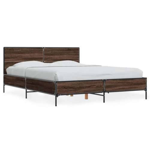 Okvir za krevet smeđi hrast 135x190cm konstruirano drvo i metal - Smeđi hrast 135 x 190 cm Cijena