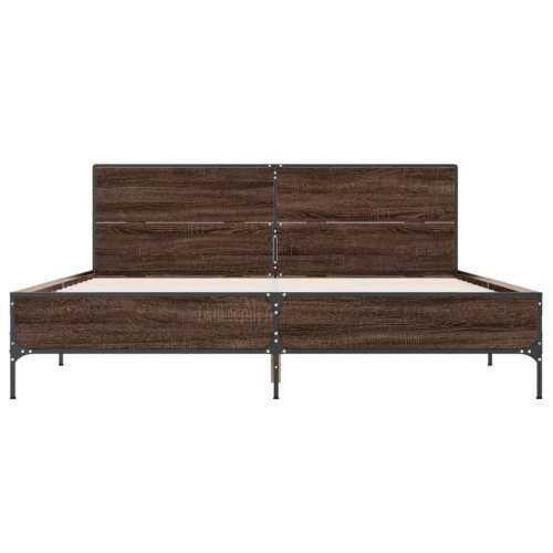 Okvir za krevet smeđi hrast 135x190cm konstruirano drvo i metal - Smeđi hrast 135 x 190 cm Cijena