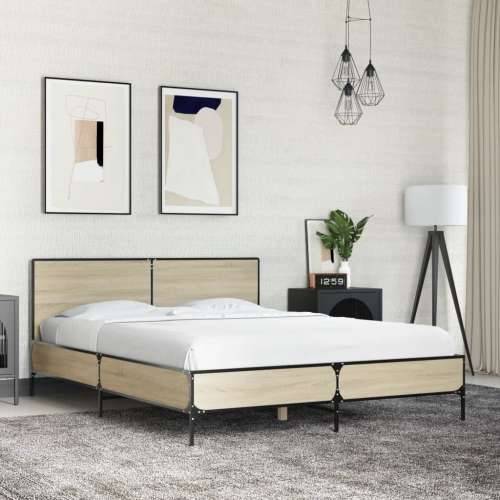 Okvir za krevet boja hrasta 140x190cm konstruirano drvo i metal - sonoma hrast 140 x 190 cm? Cijena