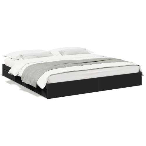 Okvir za krevet s ladicama crni 200x200 cm konstruirano drvo - Crna 200 x 200 cm Cijena