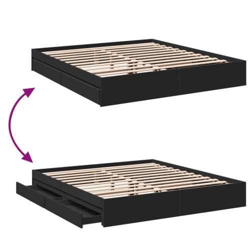 Okvir za krevet s ladicama crni 200x200 cm konstruirano drvo - Crna 200 x 200 cm Cijena