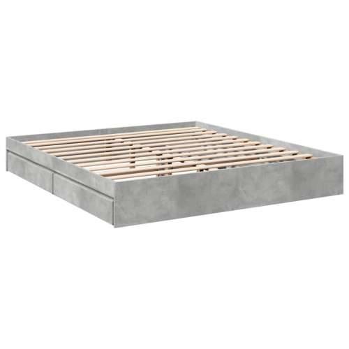 Okvir kreveta s ladicama siva boja betona 200x200 cm drveni Beton siva 200 x 200 cm Cijena