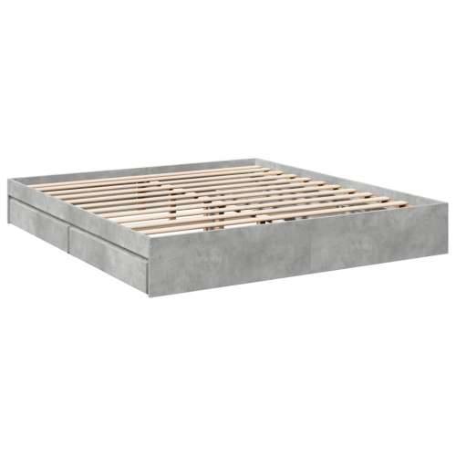 Okvir kreveta s ladicama siva boja betona 200x200 cm drveni Beton siva 200 x 200 cm Cijena