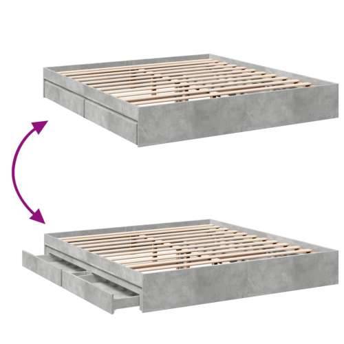 Okvir kreveta s ladicama siva boja betona 200x200 cm drveni Beton siva 200 x 200 cm Cijena
