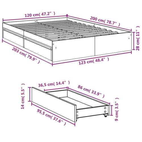 Okvir kreveta s ladicama bez madraca bijeli 120x200 cm Bijela 120 x 200 cm Cijena