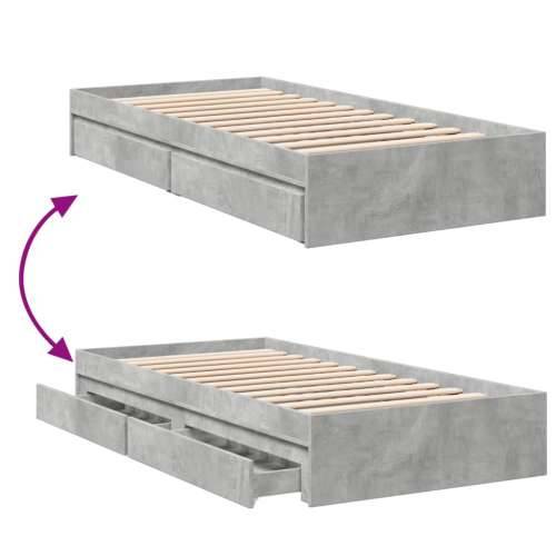 Okvir kreveta s ladicama siva boja betona 90 x 190 cm drveni Beton siva 90 x 190 cm Cijena