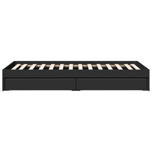Okvir kreveta s ladicama crni 75 x 190 cm konstruirano drvo Crna 75 x 190 cm Cijena