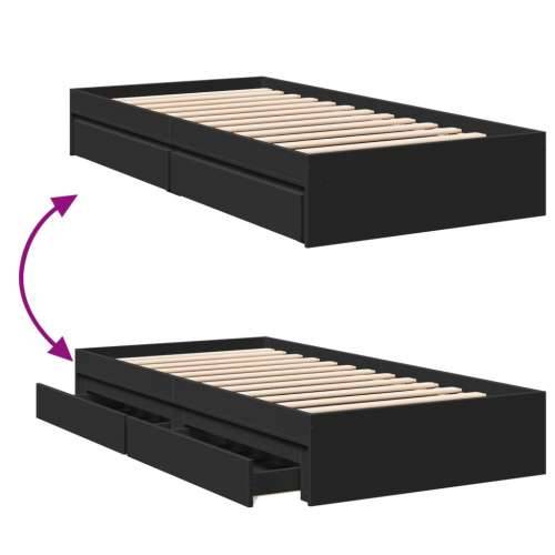 Okvir kreveta s ladicama crni 75 x 190 cm konstruirano drvo Crna 75 x 190 cm Cijena