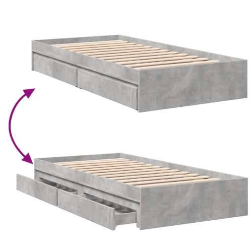 Okvir kreveta s ladicama siva boja betona 75x190 cm drveni Beton siva 75 x 190 cm Cijena