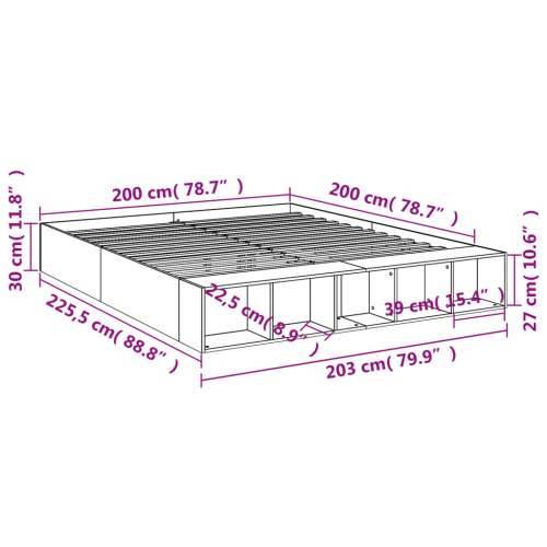 Okvir za krevet boja hrasta 200x200 cm od konstruiranog drva Sivi hrast sonoma 200 x 200 cm Cijena