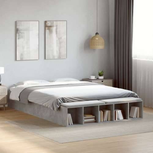 Okvir kreveta siva boja betona 160x200 cm od konstruiranog drva - Beton siva 160 x 200 cm Cijena