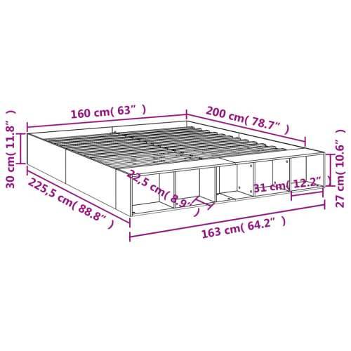 Okvir kreveta siva boja betona 160x200 cm od konstruiranog drva - Beton siva 160 x 200 cm Cijena