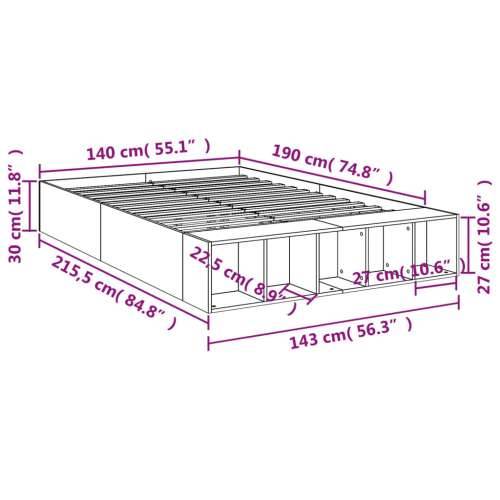 Okvir za krevet crni 140x190 cm konstruirano drvo - Crna 140 x 190 cm Cijena