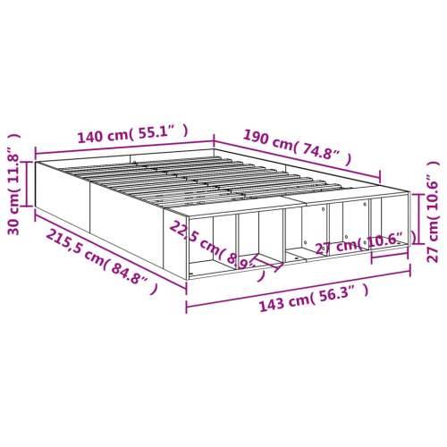 Okvir kreveta boja betona 140x190 cm od konstruiranog drva Beton siva 140 x 190 cm Cijena
