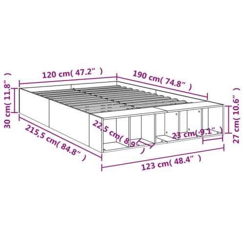 Okvir kreveta boja betona 120x190 cm od konstruiranog drva - Beton siva 120 x 190 cm Cijena